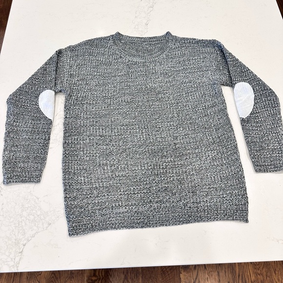 NWOT heather grey sweater with heart elbow patches - Picture 3 of 6